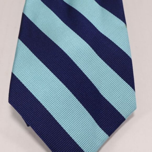 Lands End Mens Necktie Silk Stripe Repp Classic Business Blue - Picture 3 of 9